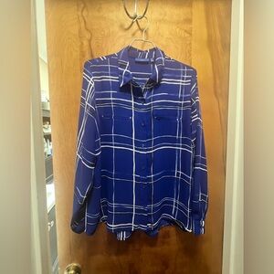 Blue Plaid Button-Up Shirt
